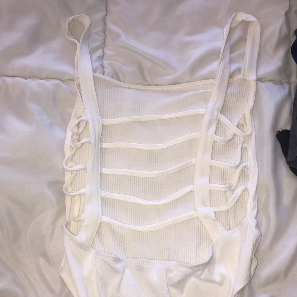 oliviaceous white body suit
